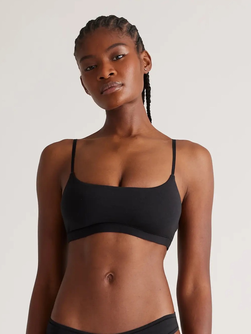 NWOT QUINCE Set Of 2 Organic Cotton Scoop Bralettes Medium Black 1236